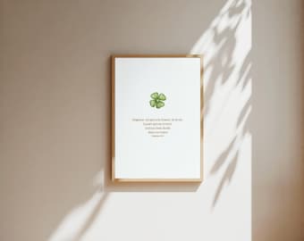 Watercolor digital print, Clover, Psalms 16:1