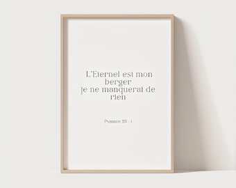 Christian wall poster, digital wall art, in French: "The Lord is my shepherd, I shall not want."