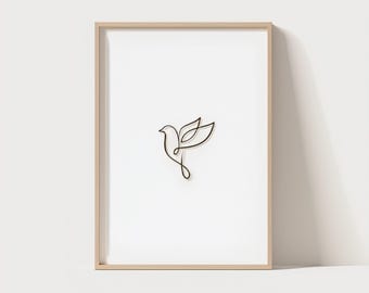 Wall poster, illustration, dove, digital, peace