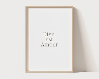 Digital poster, Christian, wall art in French "God is love"