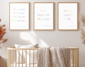 Set of 3 Christian posters, in French, digital format, for children