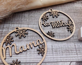Personalisierte Weihnachtskugel, Weihnachtsbaumschmuck aus Holz  l Christbaumkugel l Weihnachtsgeschenk