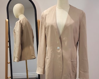 Vintage The Works Saks Fifth Avenue Silk Beige Blazer