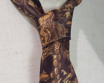 Vintage Gianfranco Ferre Brown Traveller Silk Tie Made in Italy