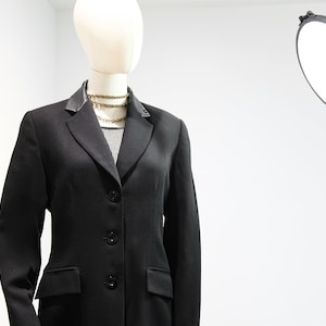Vintage Identify Black Blazer with Leather Collar