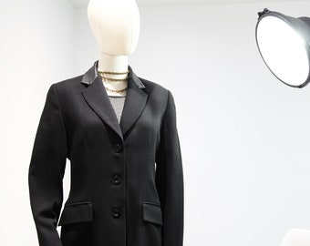 Vintage Identify Black Blazer with Leather Collar