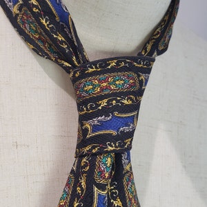 Vintage Christian Dior Schwarz Versailles Muster Seidenkrawatte Made in Italy