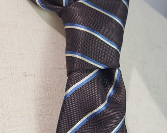 Vintage Giorgio Armani Stripe Pattern Silk Tie Made in Italy