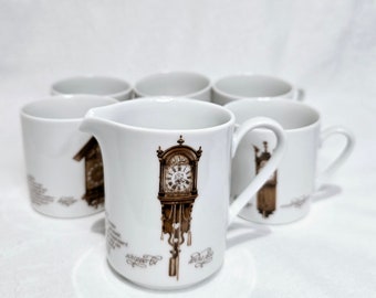 Vintage Mitterteich Porzellan 7 Piece Coffee Set with Creamer