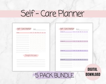 Self-Care checklist for mind organisation and mental health well-being. Daily well-being and mindfulness gift Self Love. Digital Download