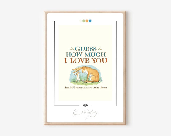 Guess How Much I Love You Book Cover Poster McBratney Poster Print Personalised Book Lover Gift Literary Bookish Gift Nursery Children Print