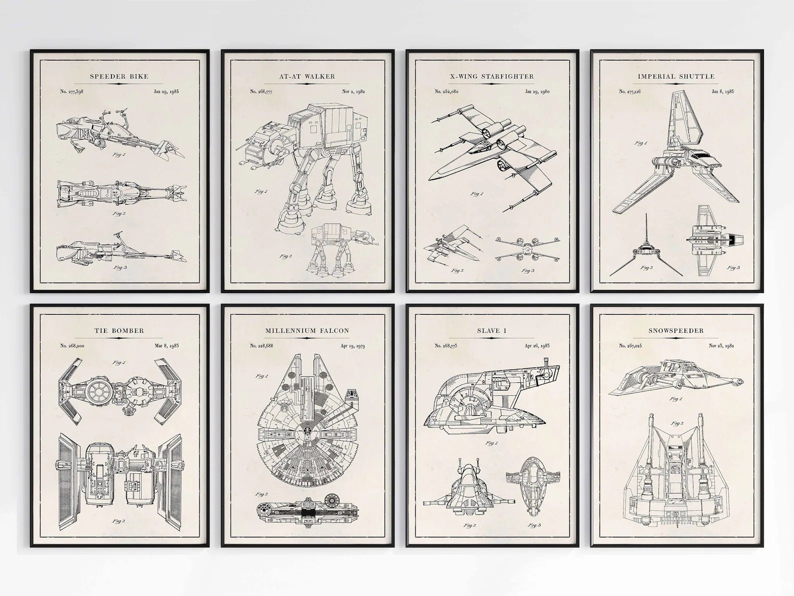 Star Wars Blueprint Millennium Falcon Star Wars Movie Poster Print ...