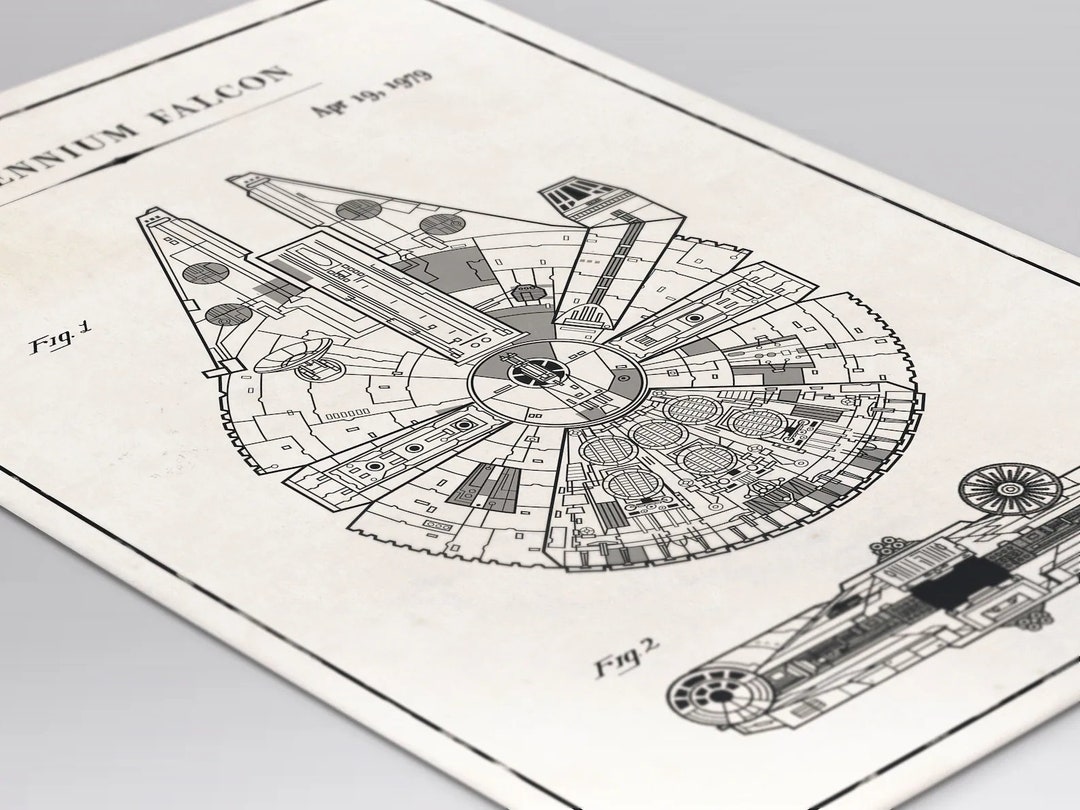 Star Wars Blueprint Millennium Falcon Star Wars Movie Poster Print ...