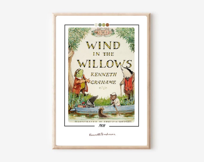Wind In The Willows Book Cover Poster Kenneth Grahame Book Print Personalised Book Lover Gift Literary Bookish Gift Willow Nursery Book Art