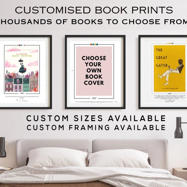 Personalised Book Cover Poster Print Book Custom Book Print Book Art Wall Art Book Lover Gift Literary Gift Bookish Gift Request Your Own