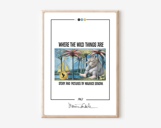 Couverture du livre Where The Wild Things Are Maurice Sendak Poster impression personnalisé pour amateur de livres Cadeau livresque littéraire Cadeau pour chambre d'enfant