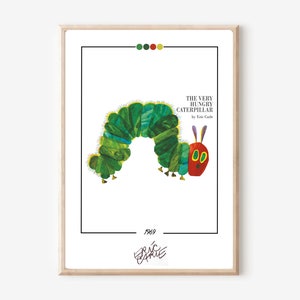 Hungry Caterpillar Book Cover Poster Eric Carle Book Print Personalised Book Lover Gift Literary Bookish Gift Nursery Book Art Printable