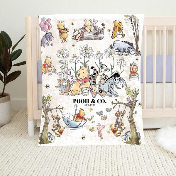 The Pooh Blanket Soft Gift, Winnie The Pooh And Friends Blanket Home Decoration Sofa, Pooh Bear Blanket, Classic Pooh and CO Blanket Decor