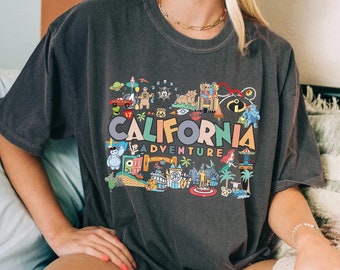 California Adventure Color Disneyland Skyline Comfort Colors Shirt, Machine Pixar Pier Avengers Campus CA, Happiest Place On Earth Shirt