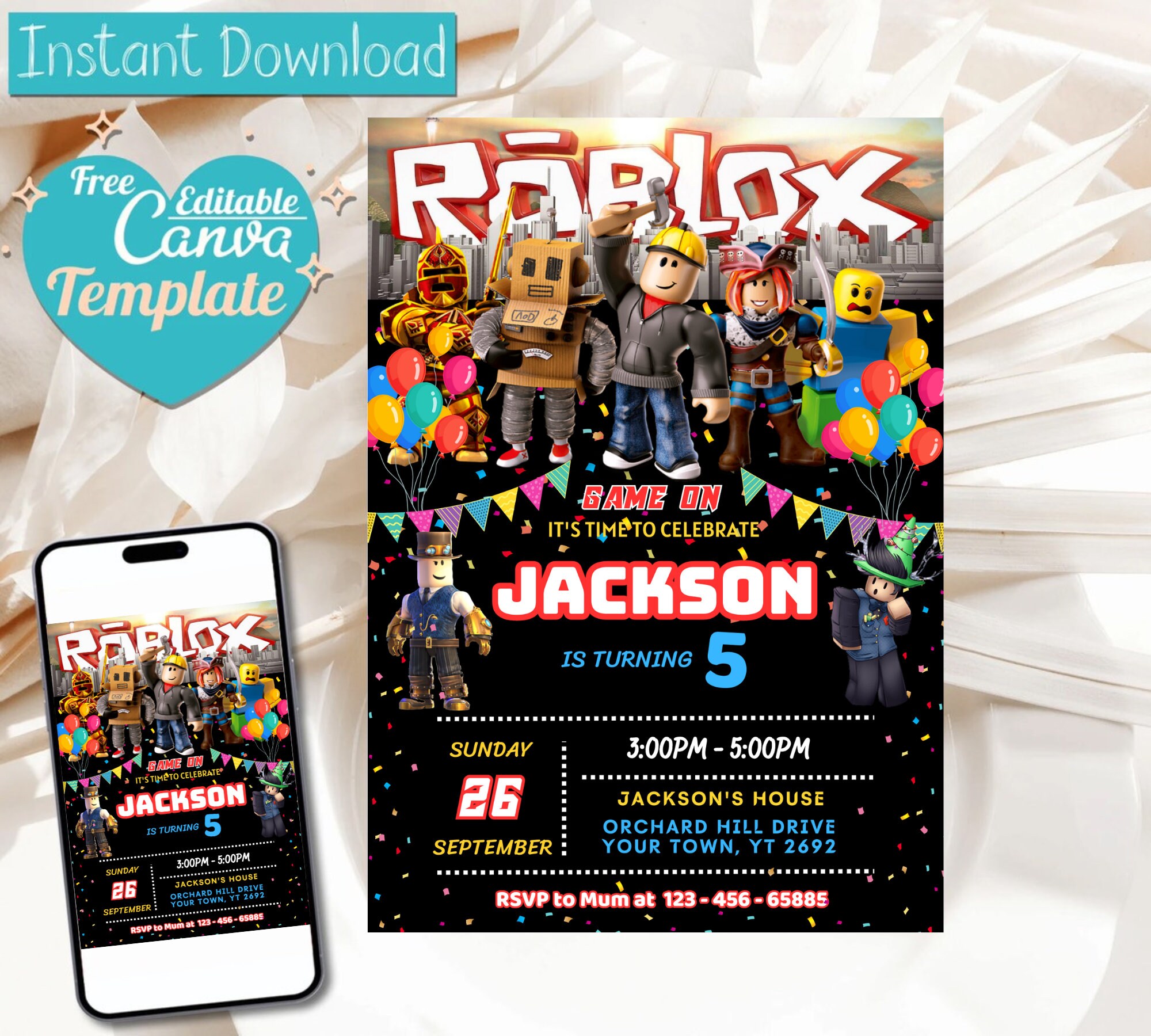Free Roblox Trivia Game  Robot birthday party, Party printables