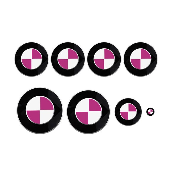 BMW Emblem Logo Overlay Decal Roundels (Silver/Pink Carbon Fiber)