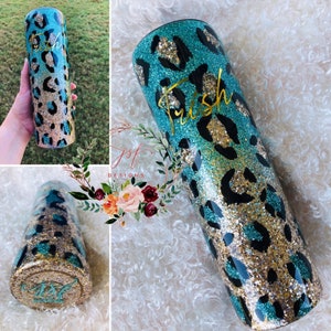 Leopard Print Ombre Tumbler - Hand Paintet Spots