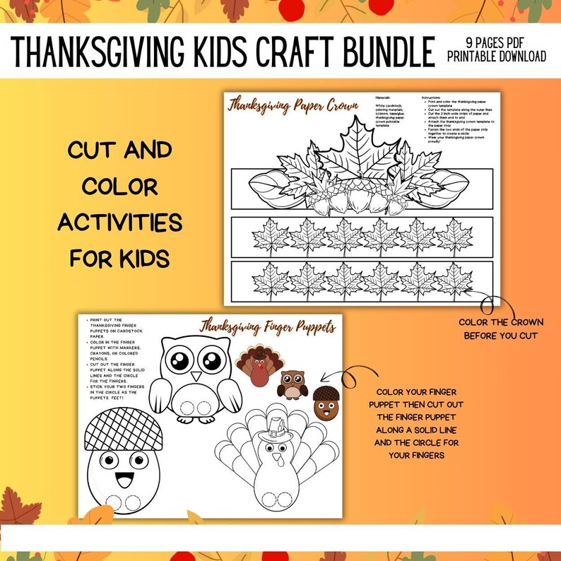 Thanksgiving Kids Craft Bundle | Thanksgiving Coloring Pages ...