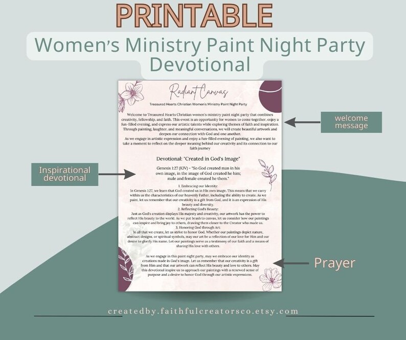 Women's Ministry Paint Night Devotional Digital Download, Church