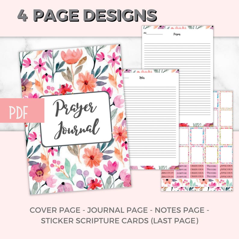 Prayer Journal Printable, Digital Bible Study Prayer Journal for Women ...
