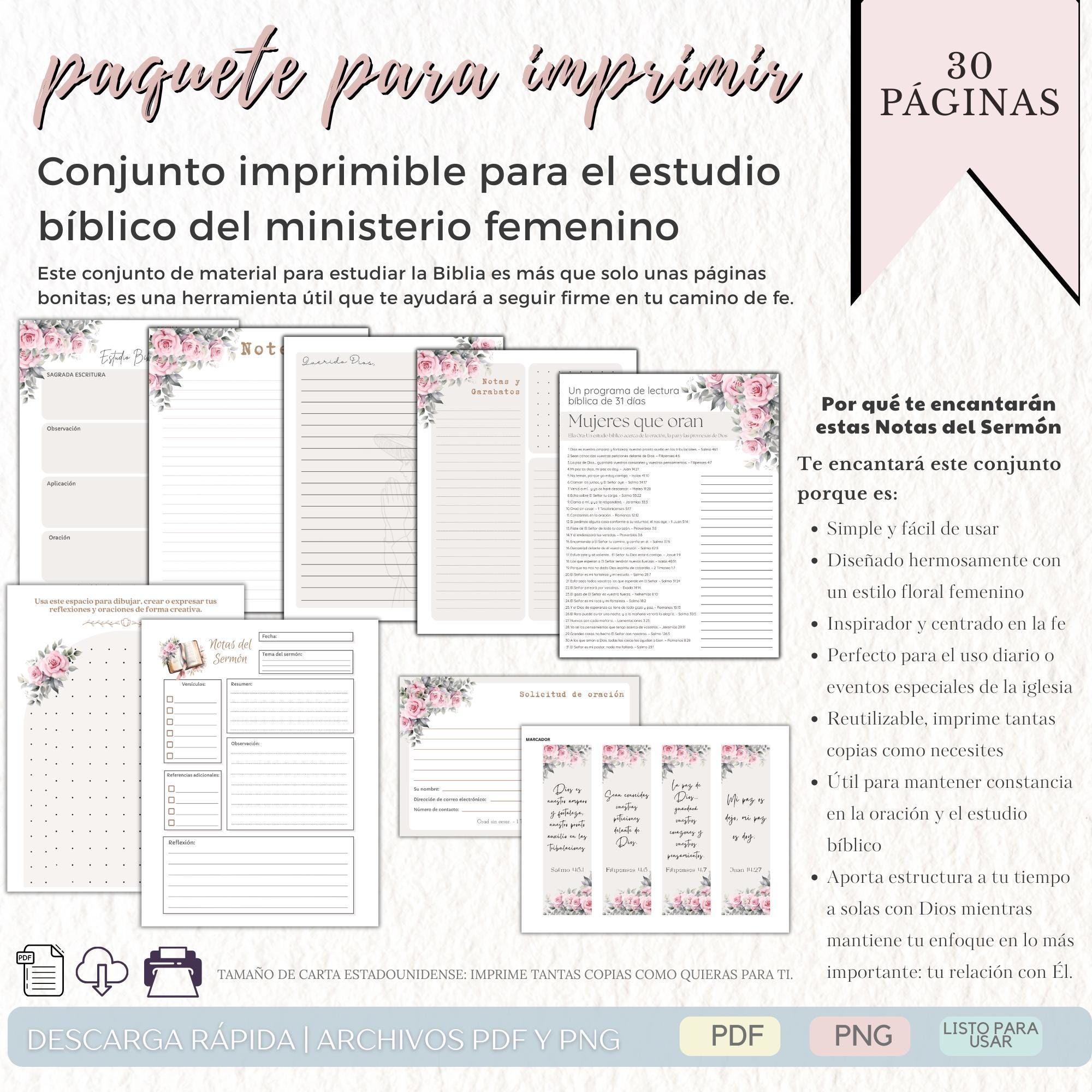 Estudio Bíblico Mujeres | Women Bible Study Printable | Oración, Notas ...