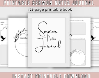 Printable Predigt Notizen Journal | Bibelarbeit, Gebetsleitfaden (PDF)