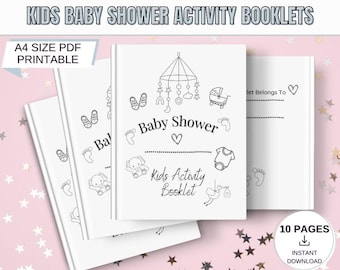Baby Shower Activity book, kids Coloring pages and Games for bay shower fun, instant download and print