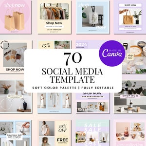 70 Social Media Post Templates | Marketing Templates | Instagram Engagement | Social Media Manager Posts| Premade social media templates