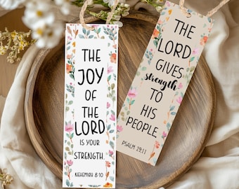 Bible Scripture Bookmarks Printable Christian Inspirational Bible study verse cards floral women's ministry pictures