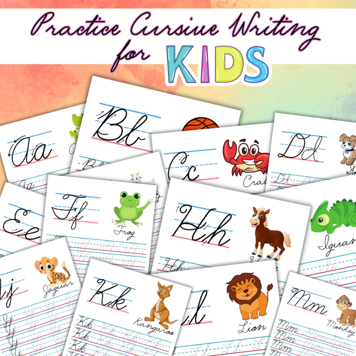 Practice Cursive Writing Printable Sheets for Kids. School Printable ...