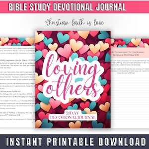 Prayer Journal Printable Bible Study Journal| Loving Others Bible Study Devotional| 21-Day Devotional Journal| Instant Download/Printable