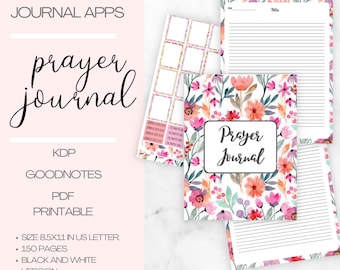 Prayer Journal Printable, digital bible study prayer journal for Women, teengirls, use in goodnotes or other planner apps