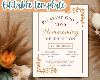 Church Homecoming or Events Flyer | Fall event template | Canva template| Fall template| Editable template| Social Media template