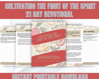 21 Days Fruit of the Spirit| Daily Blessings Christian Devotional Journal PDF Printable| Ministry prayer guide| Women Mens Ministry