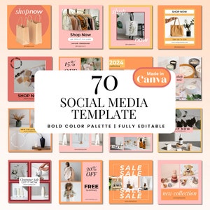 70 Social Media Post Templates | Marketing Templates | Instagram Engagement | Social Media Manager Posts| Premade social media templates