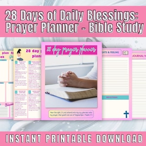 Women&#39;s 28 day Prayer Planner| Prayer guild| Bible plan |Christian PLR | Devotional| Journal| women’s ministry| Canva | Scripture study