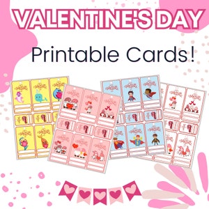 Tarjetas de San Valentín para imprimir / Etiquetas para regalos de San Valentín / Tarjetas de San Valentín / Tarjetas de San Valentín digitales / Niños y niñas / Descarga instantánea / Imprimir y cortar