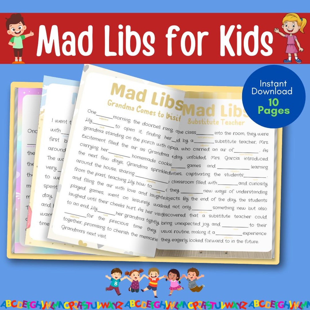 Mad Libs for Kids, Educational Games, Family Fun, Printable Activity