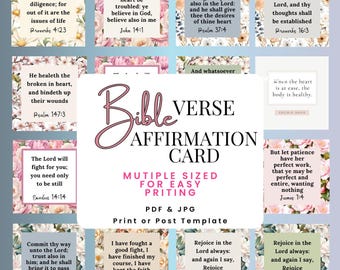 Christian Affirmation Cards | Bible Verse Affirmations | Inspirational Scripture Cards | Printable Digital Cards | Faith-Based Encouragement