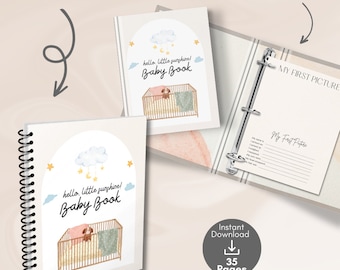 Afdrukbaar babyboek, mijlpaaltracker, babydagboek, genderneutraal, brief aan baby, pasgeboren cadeau.