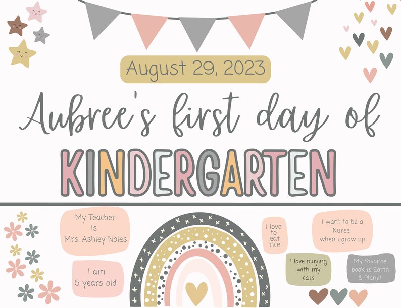 First Day of Kindergarten Sign, PLR Template, First Day of School Sign ...