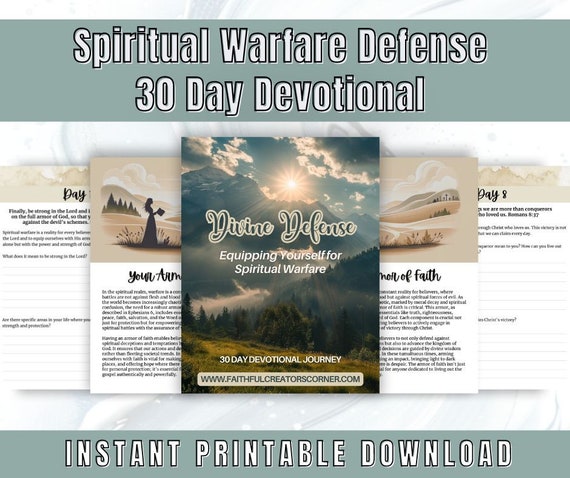 Spiritual Warfare Defense 30 Day Devotional Journal | Ministry Devotional guide| Women's Ministry| Download| printable| Your Armor of Faith