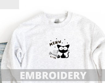 Embroidered sweatshirt, Cat Lover Gift, Cat Embroidered Sweater, Cut Cat, Gift For Cat Owner, Gift for dad, Gift For Mom, Cat Face Pullover
