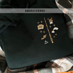 Wizard Wand Shop Embroidered Sweatshirt, Wizard Hoodie, Universal Trip Sweater, Wizard Book Shop, Gift For Fans Harry, Bookish Pullover