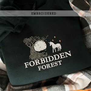 Forbidden Forest Embroidered Sweatshirt, Wizard Hoodie, Universal Trip Sweater, Wizard Book Shop, Gift For Book Nerd, National Park Sweater